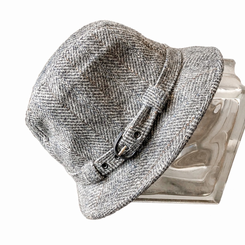 Kangol Wool Herringbone Fedora Hat Gray Medium